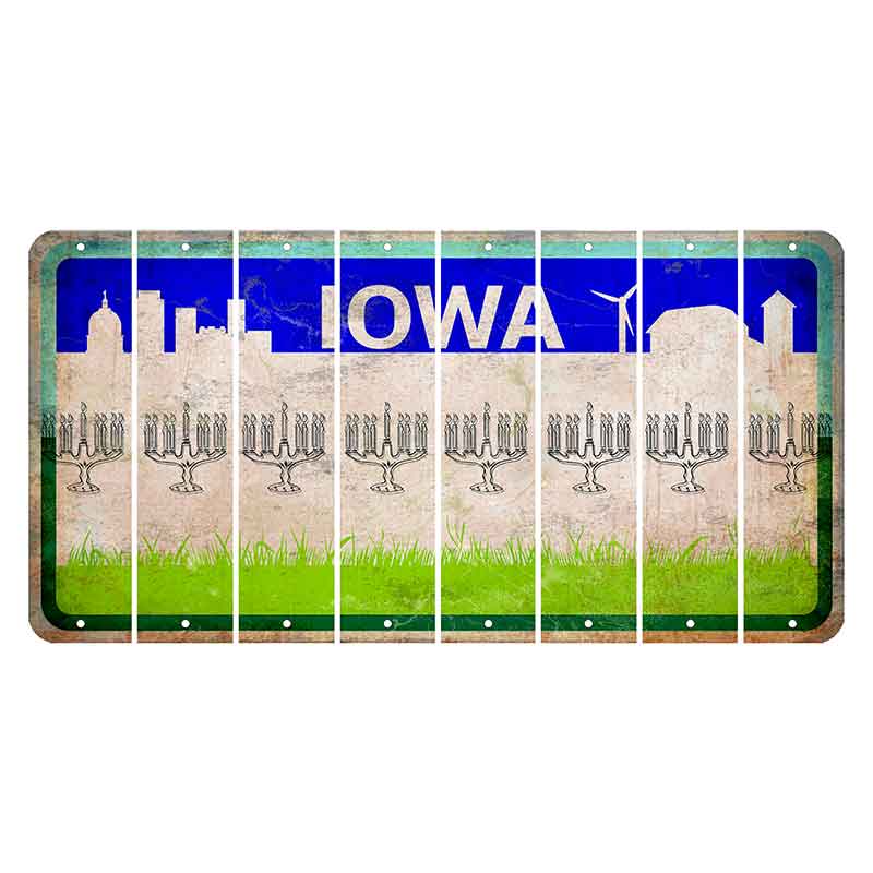 Iowa Grass Field Cut License Plate Strips (Set of 8) Menorah