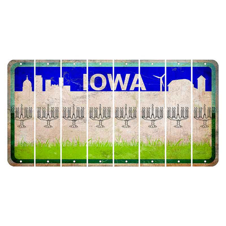 Iowa Grass Field Cut License Plate Strips (Set of 8) Menorah