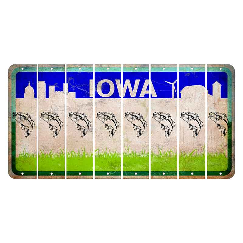 Iowa Grass Field Cut License Plate Strips (Set of 8) Fish