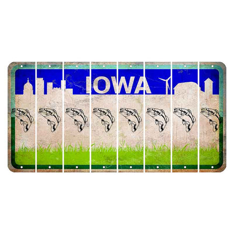 Iowa Grass Field Cut License Plate Strips (Set of 8) Fish