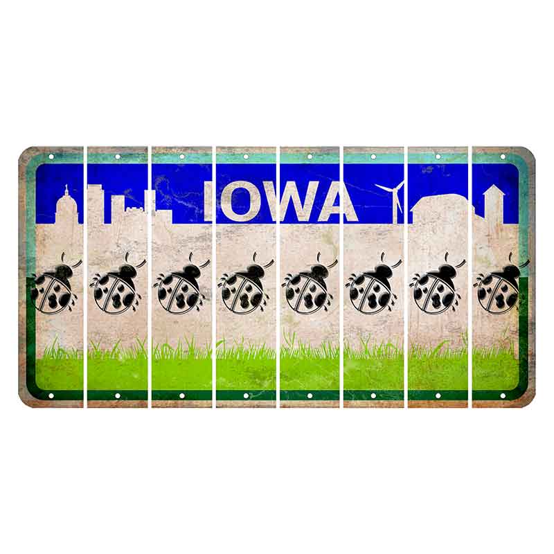 Iowa Grass Field Cut License Plate Strips (Set of 8) Ladybug