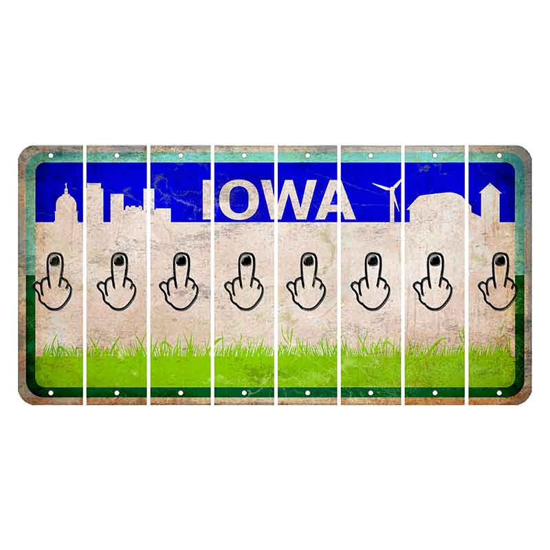 Iowa Grass Field Cut License Plate Strips (Set of 8) Middle Finger