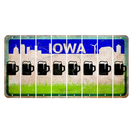 Iowa Grass Field Cut License Plate Strips (Set of 8) Beer Mug