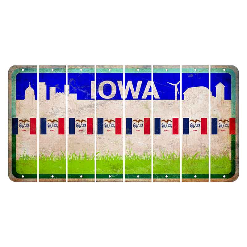 Iowa Grass Field Cut License Plate Strips (Set of 8) State Flag