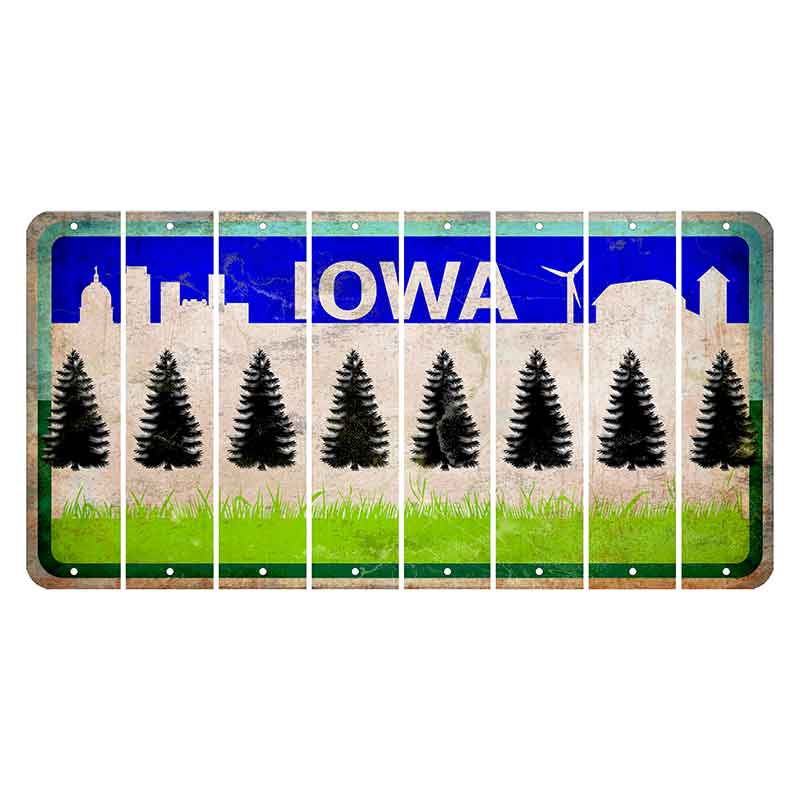 Iowa Grass Field Cut License Plate Strips (Set of 8) Pine Tree