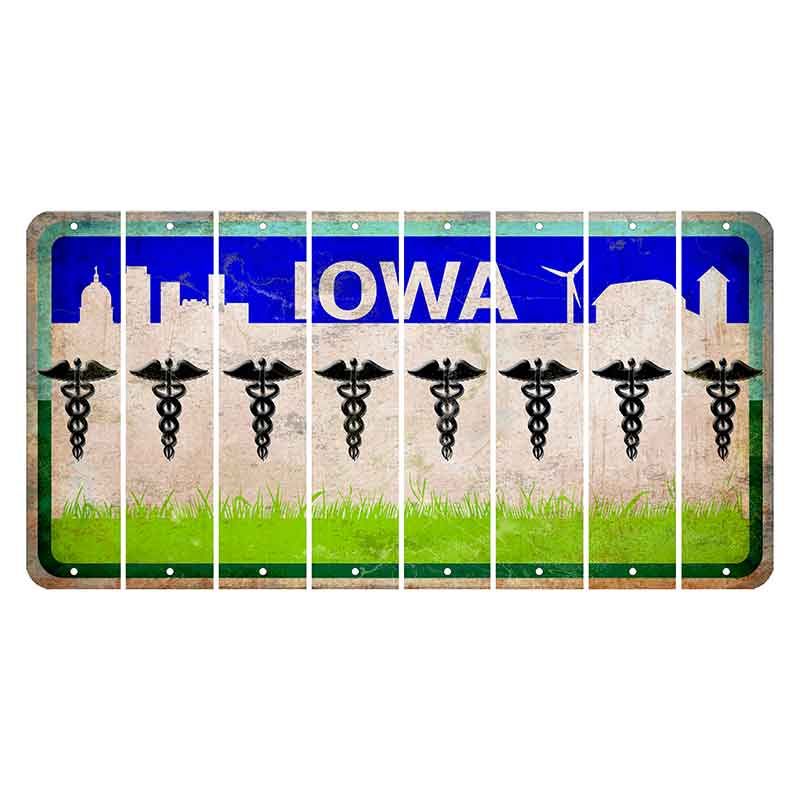 Iowa Grass Field Cut License Plate Strips (Set of 8) Caduceus