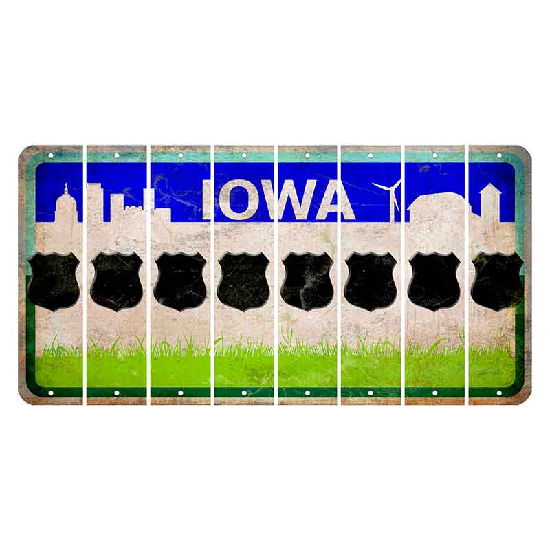 Iowa Grass Field Cut License Plate Strips (Set of 8) Police Badge