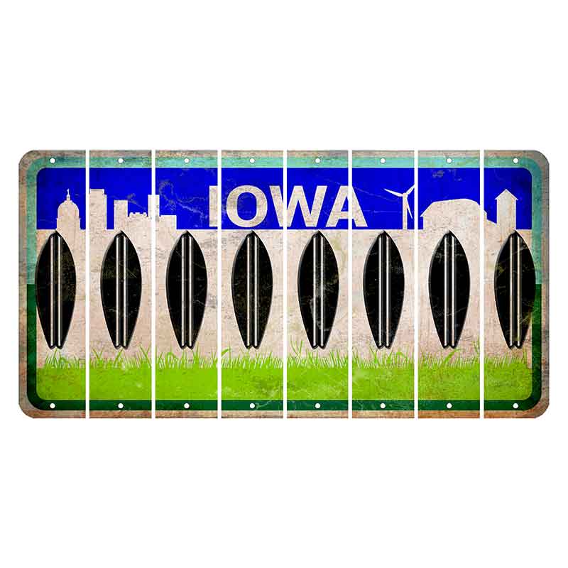 Iowa Grass Field Cut License Plate Strips (Set of 8) Surfboard