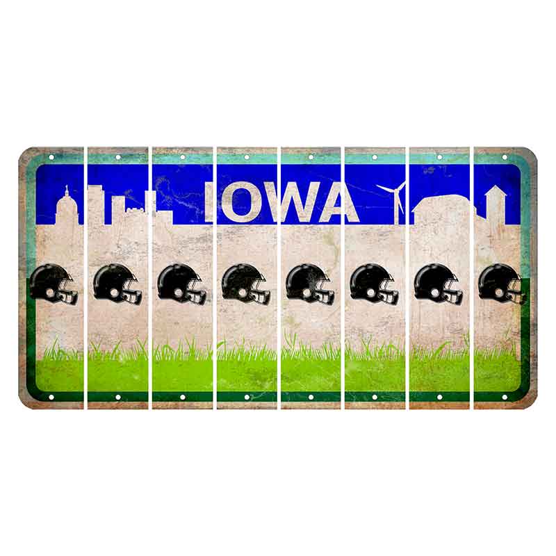 Iowa Grass Field Cut License Plate Strips (Set of 8) Football Helmet