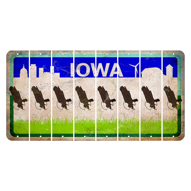 Iowa Grass Field Cut License Plate Strips (Set of 8) Bald Eagle