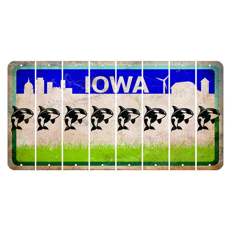 Iowa Grass Field Cut License Plate Strips (Set of 8) Whale