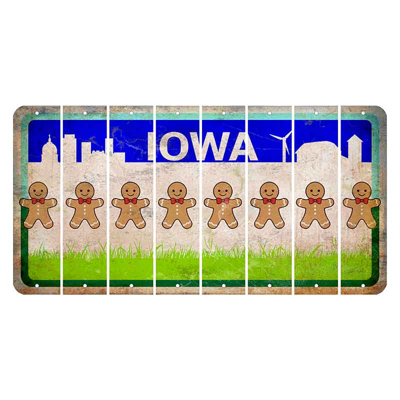 Iowa Grass Field Cut License Plate Strips (Set of 8) Gingerbread Man