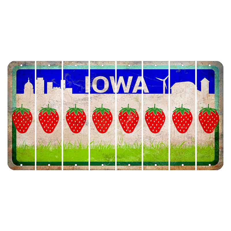 Iowa Grass Field Cut License Plate Strips (Set of 8) Strawberry