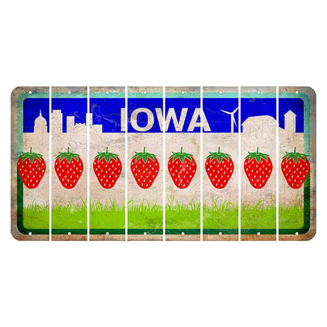 Iowa Grass Field Cut License Plate Strips (Set of 8) Strawberry