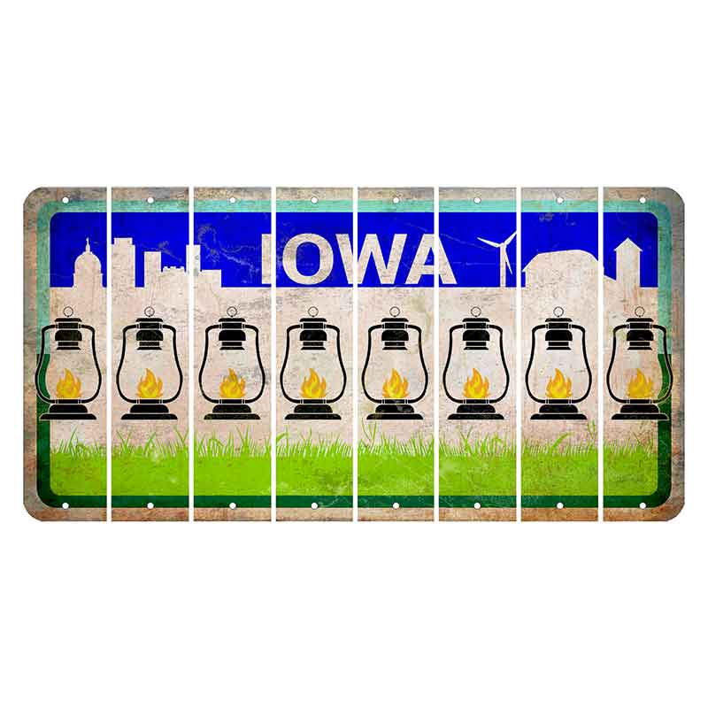 Iowa Grass Field Cut License Plate Strips (Set of 8) Lantern