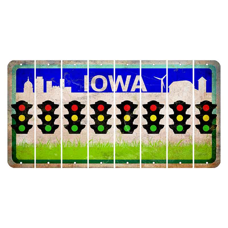 Iowa Grass Field Cut License Plate Strips (Set of 8) Traffic Light