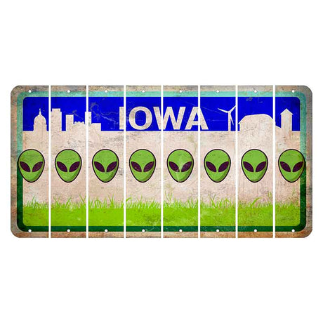 Iowa Grass Field Cut License Plate Strips (Set of 8) Alien