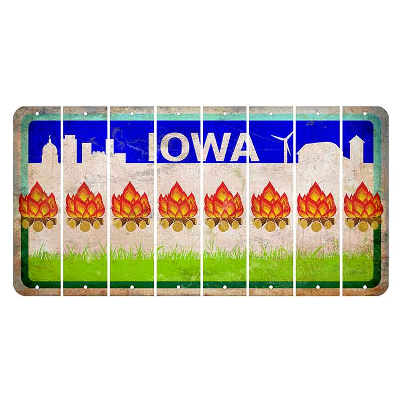 Iowa Grass Field Cut License Plate Strips (Set of 8) Campfire