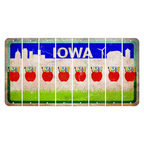 Iowa Grass Field Cut License Plate Strips (Set of 8) Teacher Apple