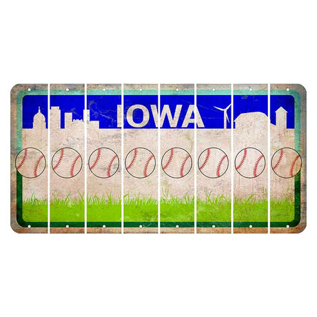 Iowa Grass Field Cut License Plate Strips (Set of 8) Baseball