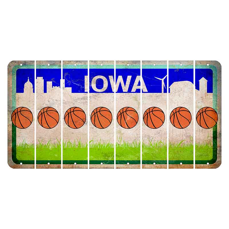 Iowa Grass Field Cut License Plate Strips (Set of 8) Basketball