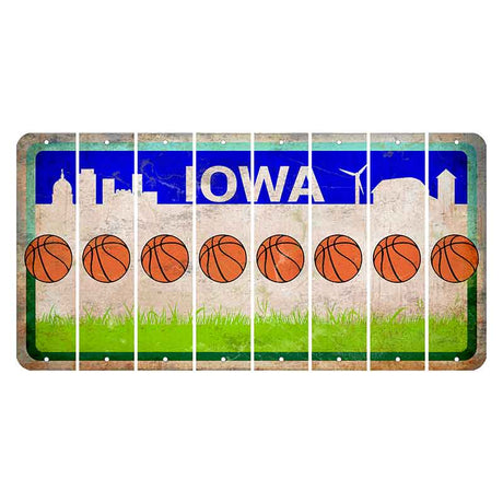 Iowa Grass Field Cut License Plate Strips (Set of 8) Basketball