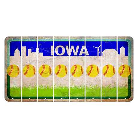 Iowa Grass Field Cut License Plate Strips (Set of 8) Softball