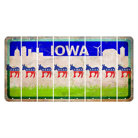 Iowa Grass Field Cut License Plate Strips (Set of 8) Democrat