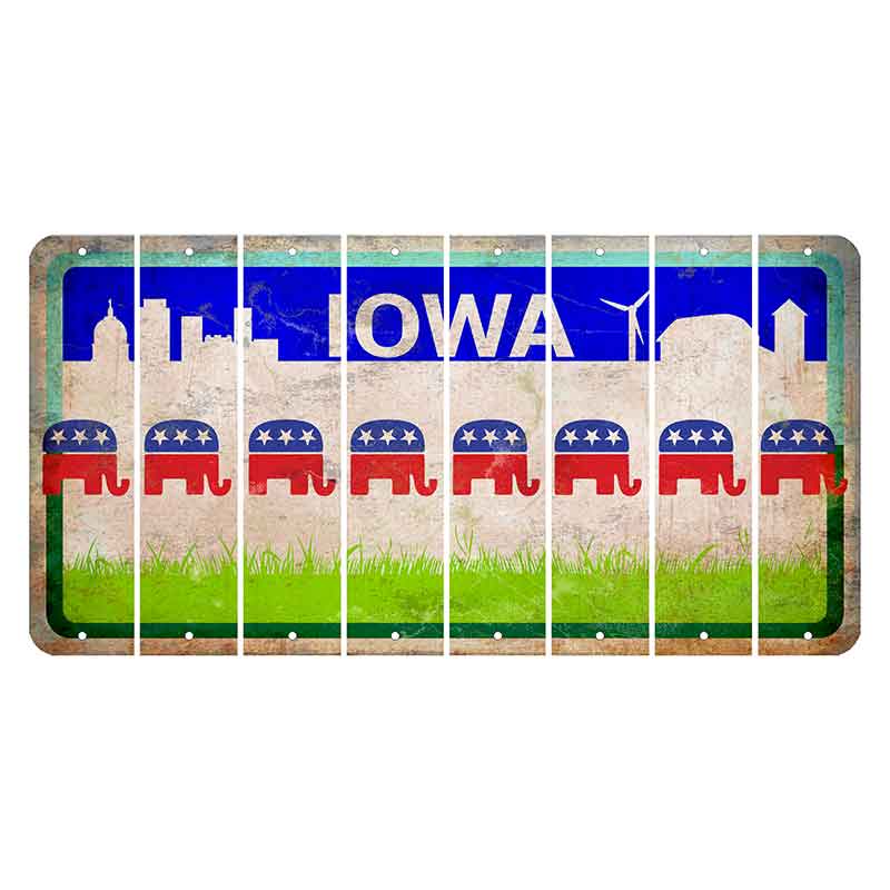 Iowa Grass Field Cut License Plate Strips (Set of 8) Republican