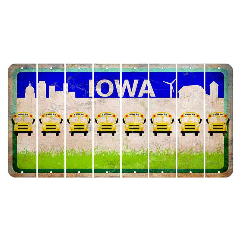 Iowa Grass Field Cut License Plate Strips (Set of 8) School Bus