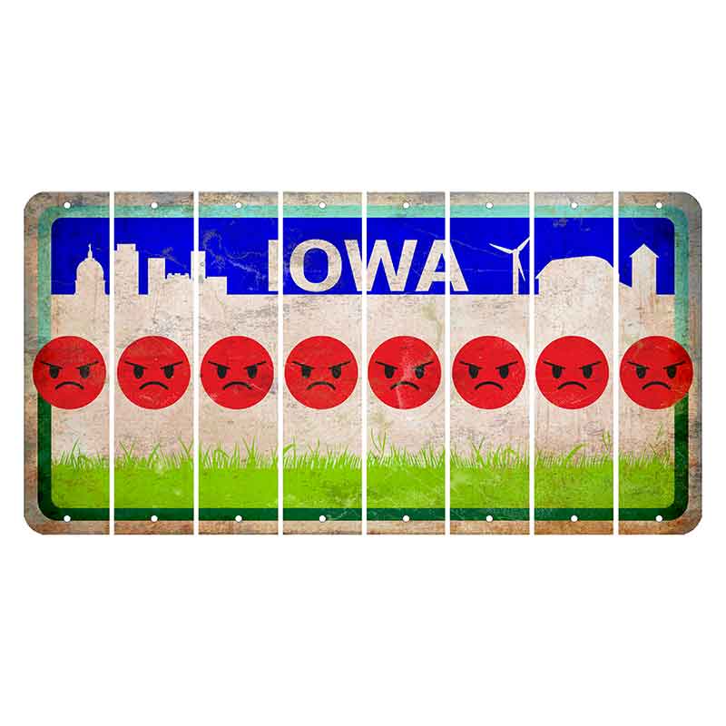 Iowa Grass Field Cut License Plate Strips (Set of 8) Emoji - Angry