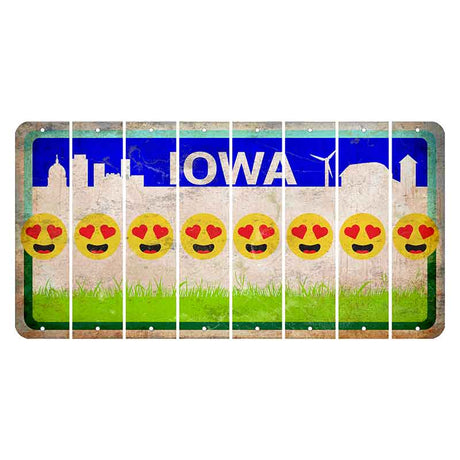 Iowa Grass Field Cut License Plate Strips (Set of 8) Emoji - Heart Eyes