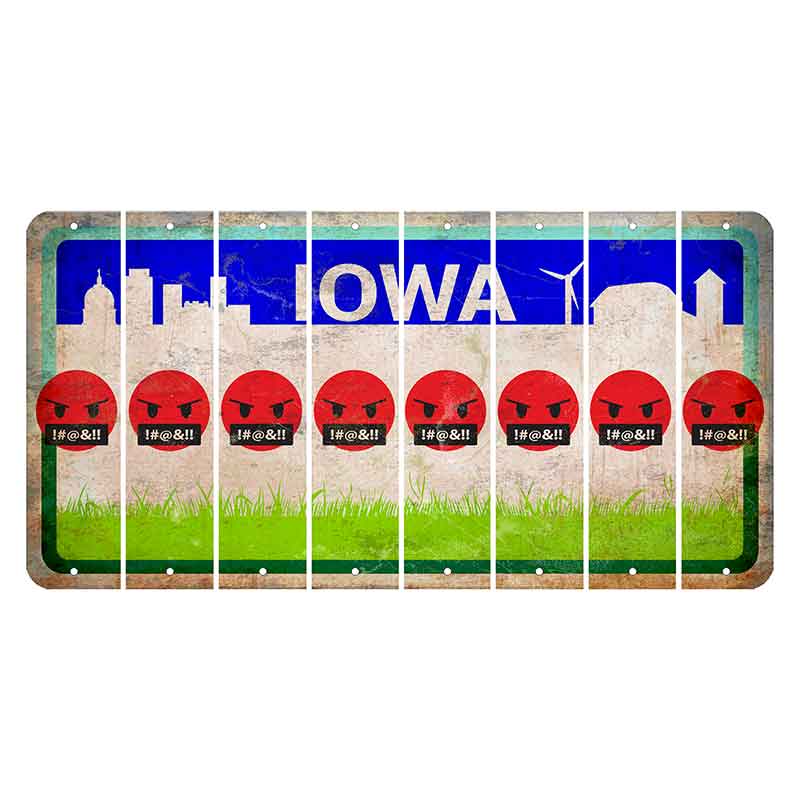 Iowa Grass Field Cut License Plate Strips (Set of 8) Emoji - Pissed