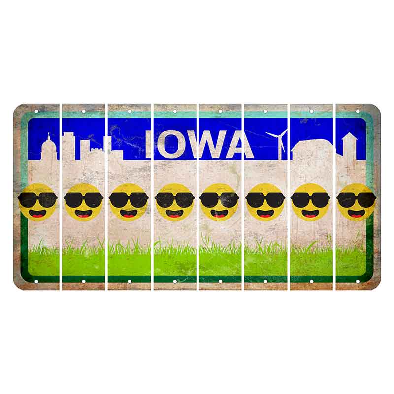 Iowa Grass Field Cut License Plate Strips (Set of 8) Emoji - Shades