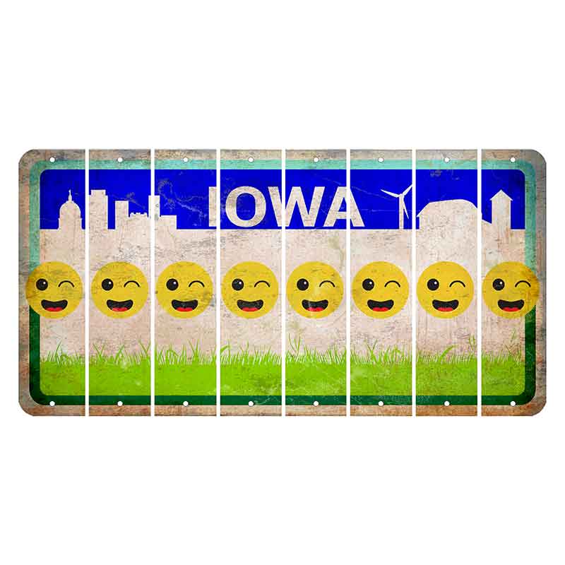 Iowa Grass Field Cut License Plate Strips (Set of 8) Emoji - Winking