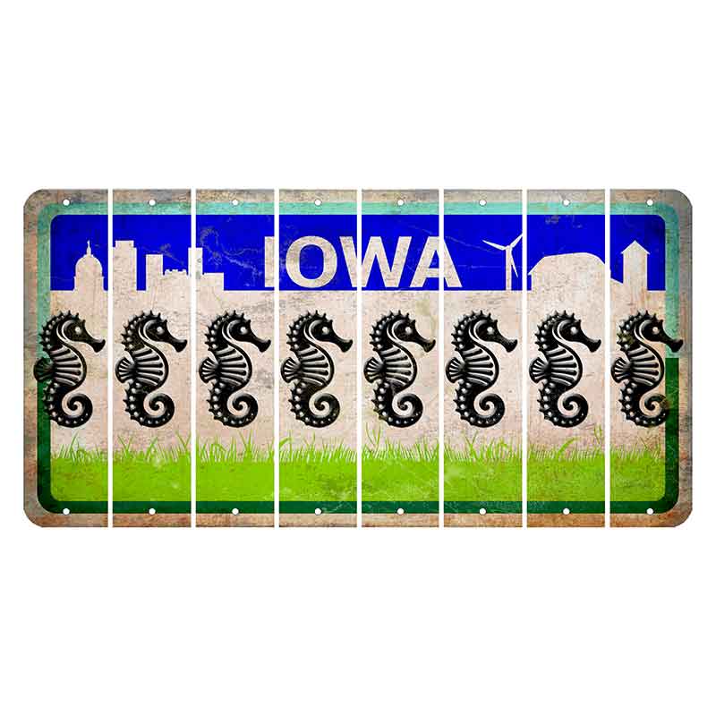 Iowa Grass Field Cut License Plate Strips (Set of 8) Seahorse