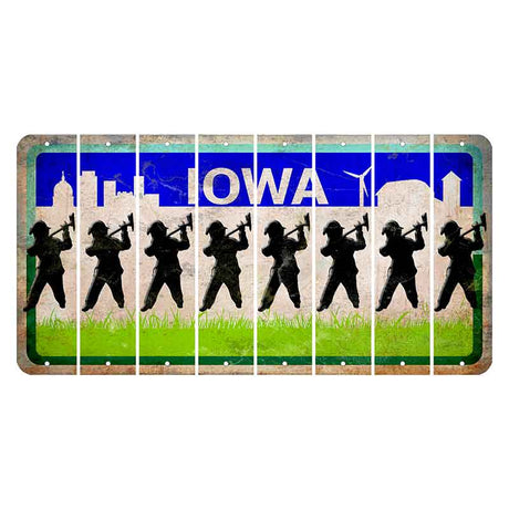 Iowa Grass Field Cut License Plate Strips (Set of 8) Fireman with Axe