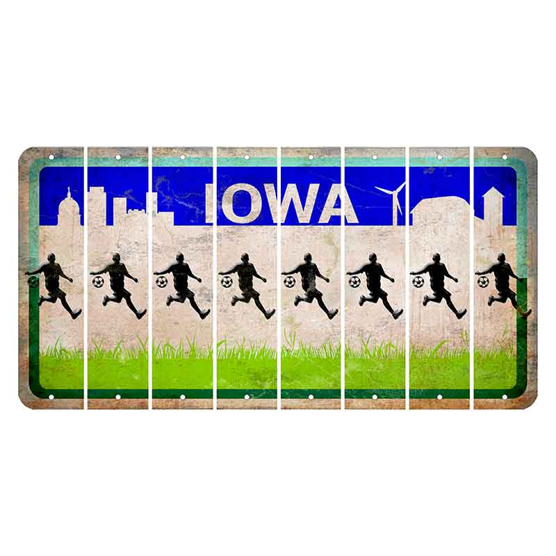 Iowa Grass Field Cut License Plate Strips (Set of 8) Soccer Player