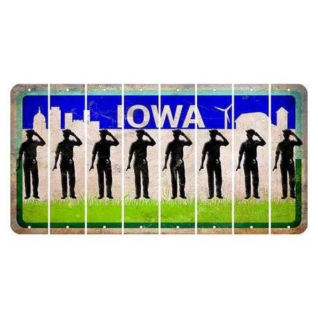 Iowa Grass Field Cut License Plate Strips (Set of 8) Police Officer