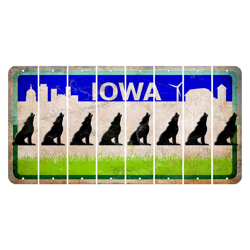 Iowa Grass Field Cut License Plate Strips (Set of 8) Howling Wolf