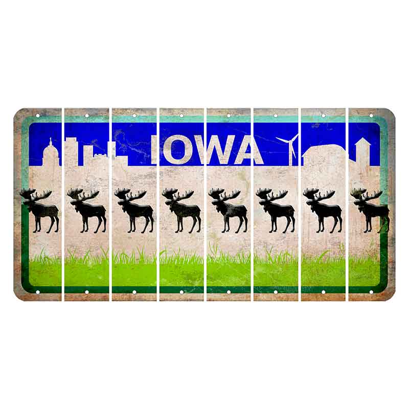 Iowa Grass Field Cut License Plate Strips (Set of 8) Moose