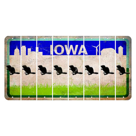 Iowa Grass Field Cut License Plate Strips (Set of 8) Beaver