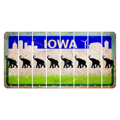 Iowa Grass Field Cut License Plate Strips (Set of 8) Elephant