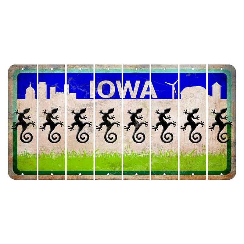 Iowa Grass Field Cut License Plate Strips (Set of 8) Gecko