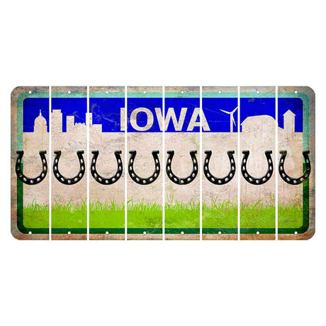 Iowa Grass Field Cut License Plate Strips (Set of 8) Horseshoe