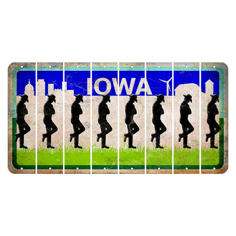 Iowa Grass Field Cut License Plate Strips (Set of 8) Cowboy - Leaning