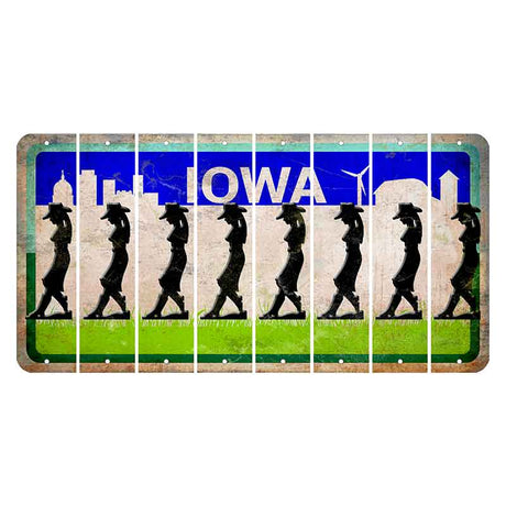 Iowa Grass Field Cut License Plate Strips (Set of 8) Cowgirl - Leaning