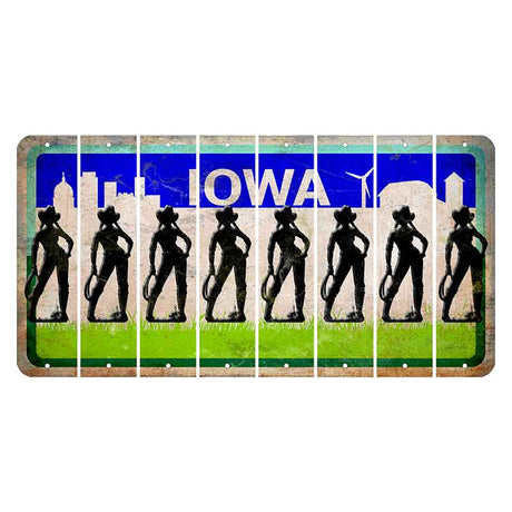 Iowa Grass Field Cut License Plate Strips (Set of 8) Cowgirl