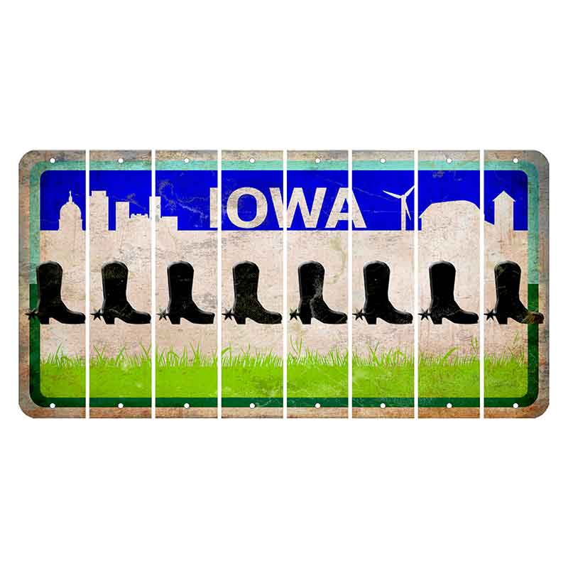 Iowa Grass Field Cut License Plate Strips (Set of 8) Cowboy Boot