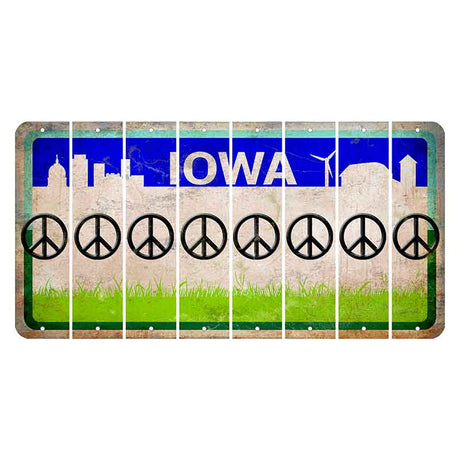 Iowa Grass Field Cut License Plate Strips (Set of 8) Peace Sign